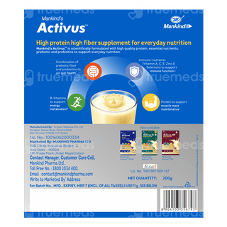 Activus Vanilla Flavour Zero Added Sucrose Refill Powder 200Gm